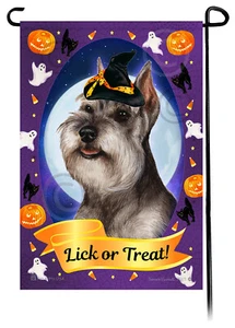 Bandera de jardín de Halloween - Schnauzer gris recortado - Imagen 1 de 1
