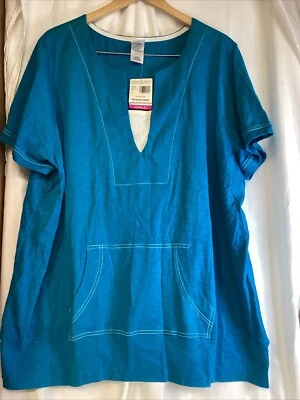 jms size 4x (26-28) blue new with tags shirt with pocket in front - Image 1 of 4