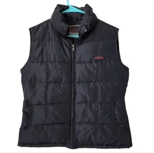 GUESS x VINTAGE 90's quilted goose down puffer vest in black size M - Picture 1 of 9