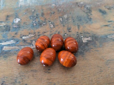 ♥Nr. E23-Zauberhafte alte Glasperlen Lampwork orange 6 St. 15 x 11 mm ♥ - Bild 1 von 2
