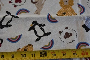 By 1/2 Yd, Vintage, Colorful Zoo Animals on Tan & Cream Cotton/Springs,N3512 - Picture 1 of 5
