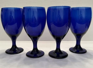 (4) Vintage Premier Teardrop Libbey Cobalt Blue Stemmed Goblets Glasses Drinking - Picture 1 of 20