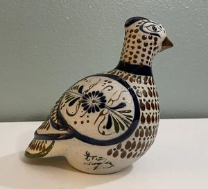 Vintage Tonala Mexican Pottery Quail Bird Large Sculpture Signed Hand Painted - Picture 1 of 16