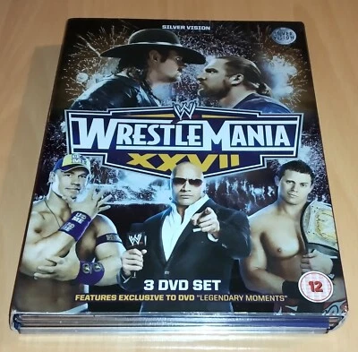 Wwe John Cena Wrestlemania Xxvii 27 Wrestling Dvd 3 Disc Set The Rock Miz Mint☃️ - Image 1 of 4