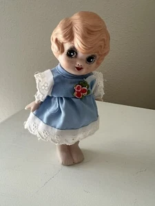 Vintage Bisque Kewpie Doll Original Blue Dress Jointed Arms | Blue Eyes - Picture 1 of 12