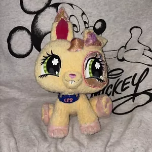 Littlest Pet Shop LPS Plush Cream Yellow Pink Rabbit Green Flower Eyes - Picture 1 of 4