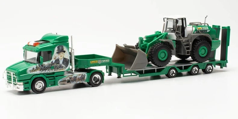 HERPA - SCANIA Goldhofer 4x2 with 3-axle carrier and wheel loader LIEBHERR FU... - Image 1 of 1