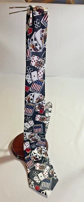 Vintage  Beverly Hills Polo Club Navy Polyester Necktie Deck Of Playing Cards Foto 1 de 4