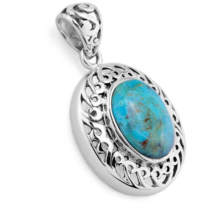 925 ECHT SILBER *** Anhänger 24 mm mit Arizona Türkis - Bild 1 von 2