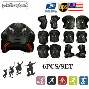 6Pcs Elbow Wrist Knee Pads Safety Protective Gear Guard for Kids Adult Skate - Picture 1 of 13