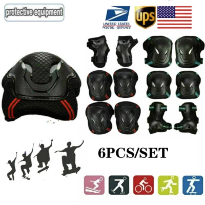 BESMALL 6Pcs Elbow Wrist Knee Pads Safety Protective Gear Guard for Kids Adult Skate