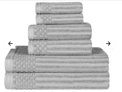 NWT Superior Soho Collection 6 Piece 100% Cotton Bath Towel Set Silver - Image 1 of 4