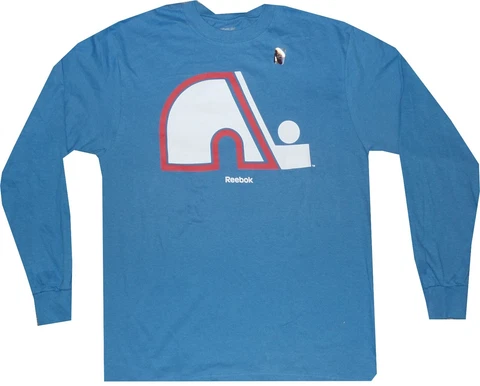 Quebec Nordiques Reebok Long Sleeve Logo T Shirt New tags Closeout Oversized Cover