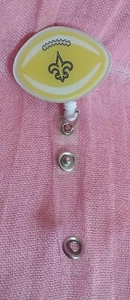 NFL Football~NEW ORLEANS SAINTS~NOLA~Retractable Security ID Badge Holder w/Clip - Picture 1 of 3