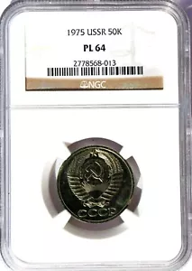 1975 USSR Russia 50 Kopeks, NGC MS 64 PL, KM-133a.2, Prooflike - Picture 1 of 3