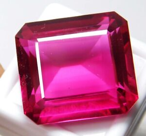 Certified 70.00 Ct Natural Pink Ruby Emerald Cut Stunning Loose Gemstone