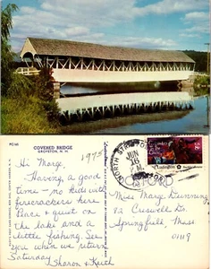 Überdachte Brücke über den Fluss Groveton New Hampshire NH Postkarte - Bild 1 von 1