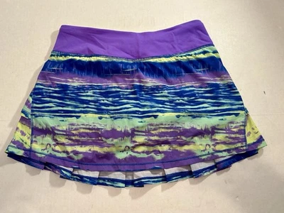 Falda/Skort Ivivva By Lululemon Pace Setter Niñas Talla 12 Púrpura, Lima, Azul, Verde azulado Foto 1 de 4