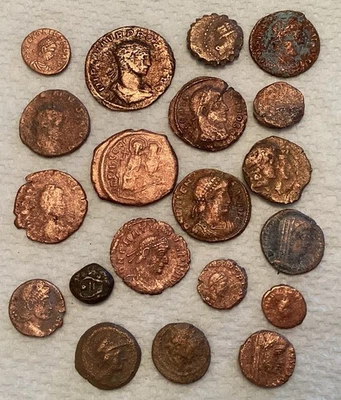Mixed Lot of 20 Cleaned Ancient Bronze / Copper Coins: Greek, Roman, Byzantine 2 - Image 1 of 2