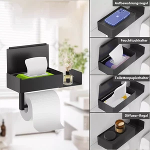 Mit Feuchttücherbox Toilettenpapierhalter ohne Bohren Edelstahl Klorollenhalter - Bild 1 von 9