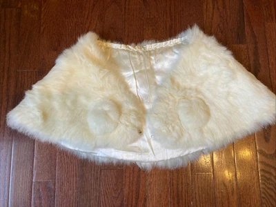 Vintage Women’s 60" White Rabbit Fur Stole Lined Shaw Genuine Fur Christmas - Image 1 of 4