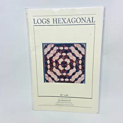 “Logs Hexagonal” QUILT PATTERN June Ryker The Quilted Lady 99”x99” Uncut Vintage - Image 1 of 4