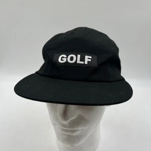 GOLF Black 5 Panel Hat Cap Adjustable Strap Made in USA Mens - Picture 1 of 7