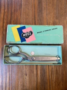 Vintage WISS 1950er Modell C schwere Chrom Zackenschere Schere mit Box EUC - Bild 1 von 15
