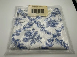 Longaberger Magazine Basket Liner Cottage Trellis Blue Fabric NEW 2 Handle - Picture 1 of 2