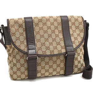 Auth GUCCI GG Canvas Flap Shoulder Bag 145859 Crossbody Bag Beige Canvas T00Q - Picture 1 of 9