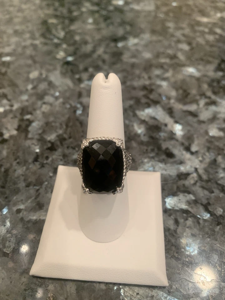Anillo Judith Ripka, plata esterlina ónix negro y Diamonique (circonita cúbica) Mónaco, talla 8 Foto 1 de 4