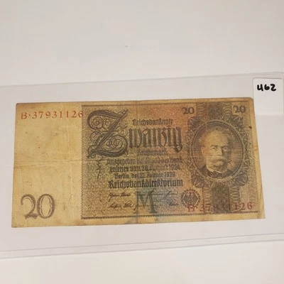 Billete de 20 marcos Alemania 1924-29 billete moneda buen estado Foto 1 de 2