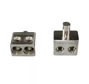 Car Audio Adapter 0GA to Dual 0GA for Amplifier Brass Material Nickel Plated - Picture 1 of 4