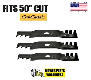 3 NEW GATOR MULCHING BLADES FOR CUB CADET MTD 742P05094-X 50" CUT FITS S SPINDLE - Picture 1 of 2