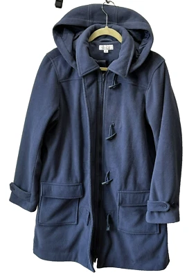 Denim & Co Jacket Womans M Coat Blue Toggle Zipper Closure Lined Detachable Hood - Image 1 of 4