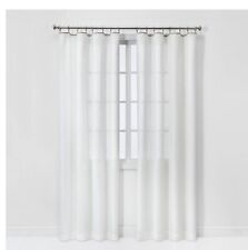 Threshold Sheer Curtain 54”W 84”L White Natural Edge Rod Through Rings Mountable
