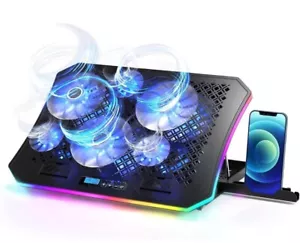 Gaming Laptop Cooling Pad Colorful RGB Light USB Port Powered Adjustable Height - Picture 1 of 6