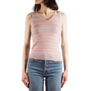 Louis Vuitton Vintage Damen Metallic Strick Ärmellos Tank Top Grau Rosa Gr. S - Bild 1 von 8