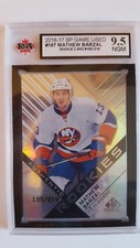 Mathew Barzal 2017-18 SP Game Used Rookie Hockey Card #185/219 KSA Graded 9.5!