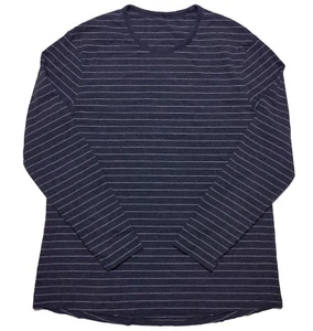 LULULEMON Men's 5 Year Basic Long Sleeve Shirt Blue Gray Striped XL - Picture 1 of 10