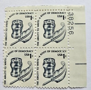 Scott 1581 Plate Block One Cent Root Of Democracy - Picture 1 of 2