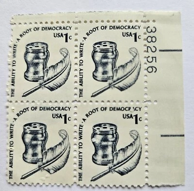 Scott 1581 Plate Block One Cent Root Of Democracy - Image 1 of 2