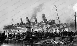 8x10 Print Historic Ship Cunard Line RMS Mauretania WW1 Camouflage Troops #MA1 - Picture 1 of 1