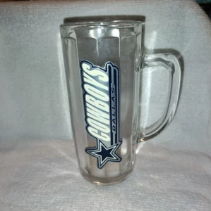 DALLAS COWBOYS NFL Licensed Clear Glass Beer Mug Tankard Stein w/ Metal Logo - Picture 1 of 4