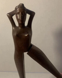 Vintage Wooded Nude Lady Woman Topless Nut Cracker Legs MCM TIKI Bar - Picture 1 of 11