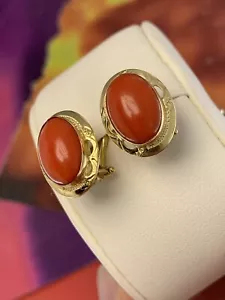 orecchini earrings CORALLO rosso mediterraneo CORAL solid gold ORO 18 KT-750°/ - Imagen 1 de 12