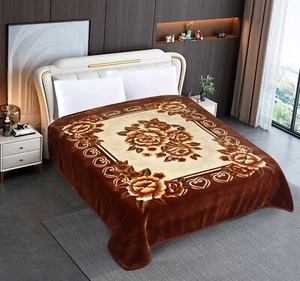 1000GSM Super soft Double Size 180*220cm Mink Blanket Two Layer 4KG Brown - Picture 1 of 1