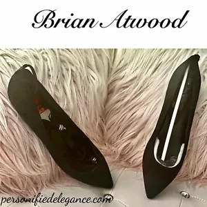 NUEVO B Brian Atwood Skylar Negro Gamuza Envoltura al tobillo Talla 9,5 millones $175 - Imagen 1 de 11