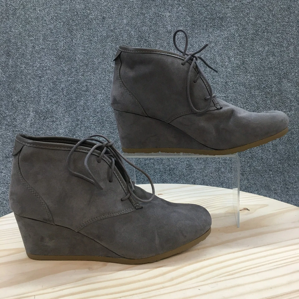 Mad Love ботинки женщин 11 мирт на танкетке ботинок серый замшевый шнурует вверх повседневный новый - Изображение 1 из 4