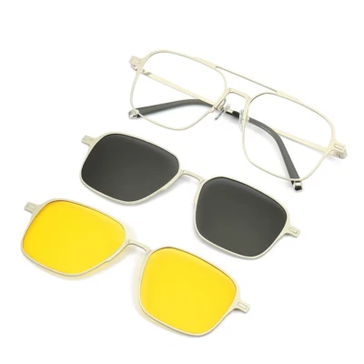 Lunettes De Soleil Polarisées À Clip Magnétique Pour Hommes, Monture En Métal, L - Photo 1/4